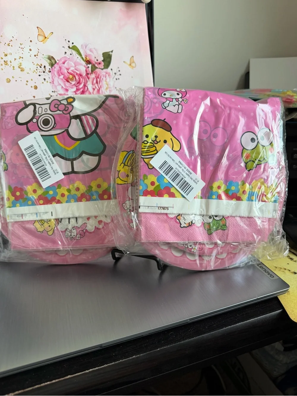 Pink Character-Print Disposable Party Tableware Set - Cute Kid-Friendly Design